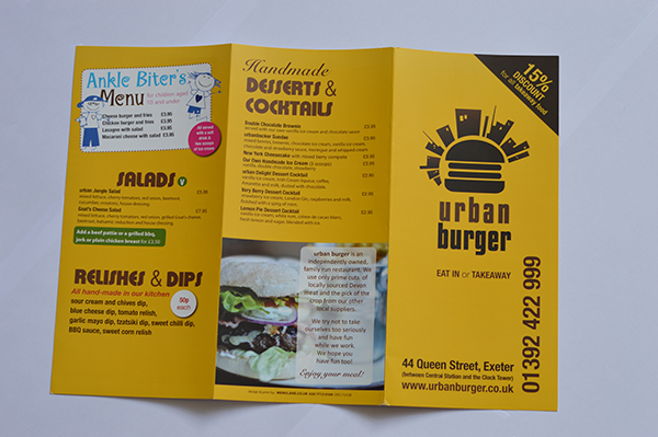 Takeaway Menus printed on 130gsm Gloss A4 scored DL and supplied folded 